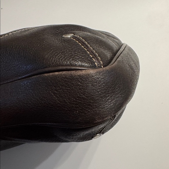 Beautiful Longchamp Leather Hobo shoulder bag deep brown w/ cream stitch - Picture 8 of 13